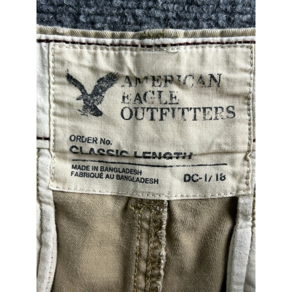 American Eagle Classic Chino Shorts Mens 32 Khaki Flat Front Casual Cotton - Picture 4 of 11